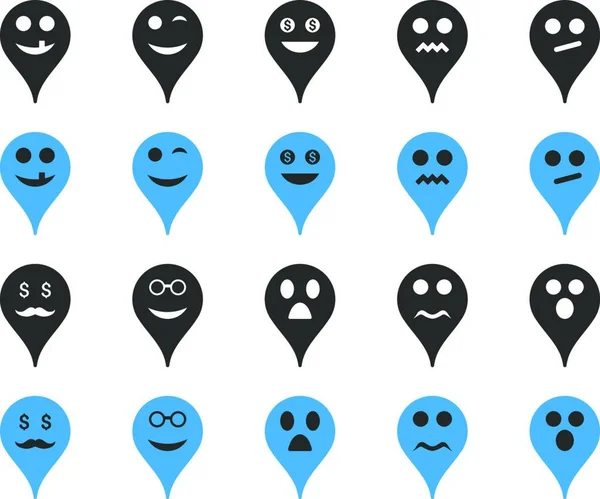 Icônes Marqueur Carte Emotion — Image vectorielle