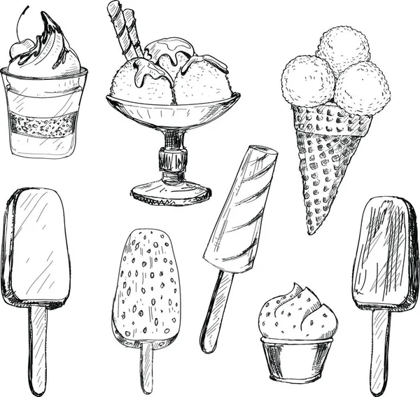 Набор Иконок Мороженого Векторная Иллюстрация — стоковый вектор
