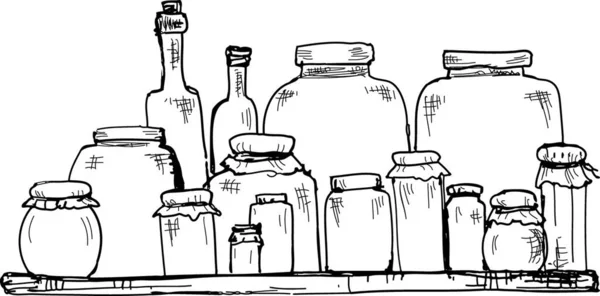 Illustration Jars Bottles — Stock Vector