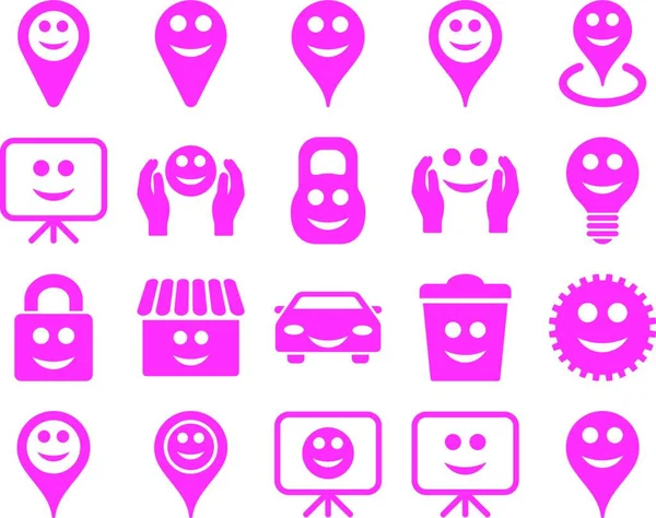 Tools Opties Glimlachen Objecten Pictogrammen Grafische Vector Illustratie — Stockvector