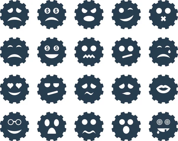 Gear Emotie Iconen Grafische Vector Illustratie — Stockvector