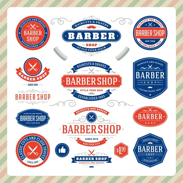 Ícones Barbearia Ilustração Vetorial Gráfica — Vetor de Stock