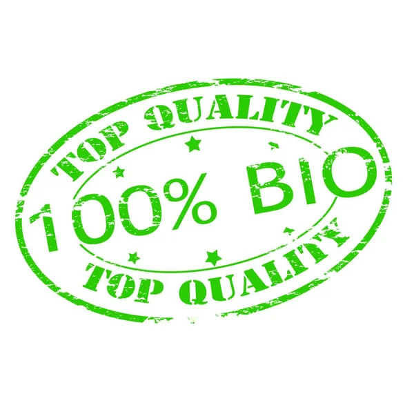 Top Quality One Hundred Percent Bio Text Stamp Style Stamped — Stock Vector
