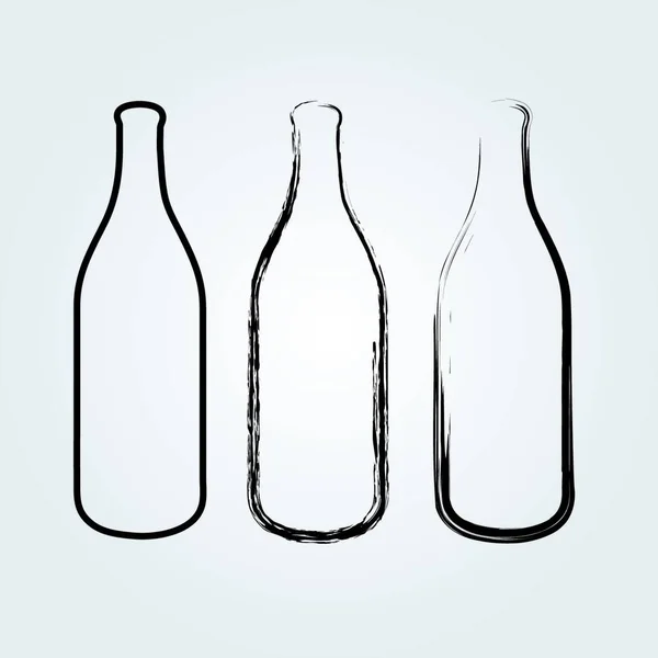 Botellas Esbozadas Ilustración Vectorial — Vector de stock
