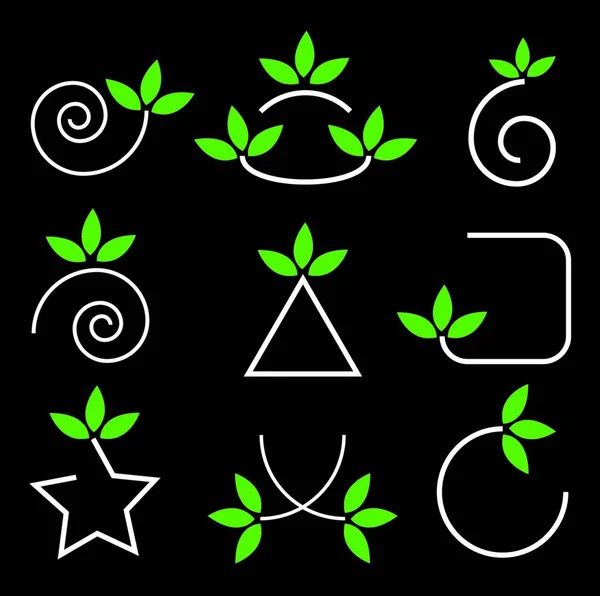 緑の葉のデザイン要素のセット — ストックベクタ