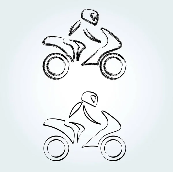 Motociclista Una Moto Con Efecto Boceto — Vector de stock