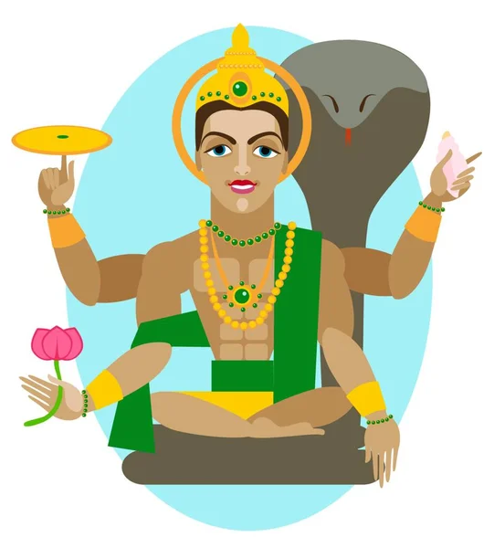 Lord Vishnu Grafik Vektör Çizimi — Stok Vektör
