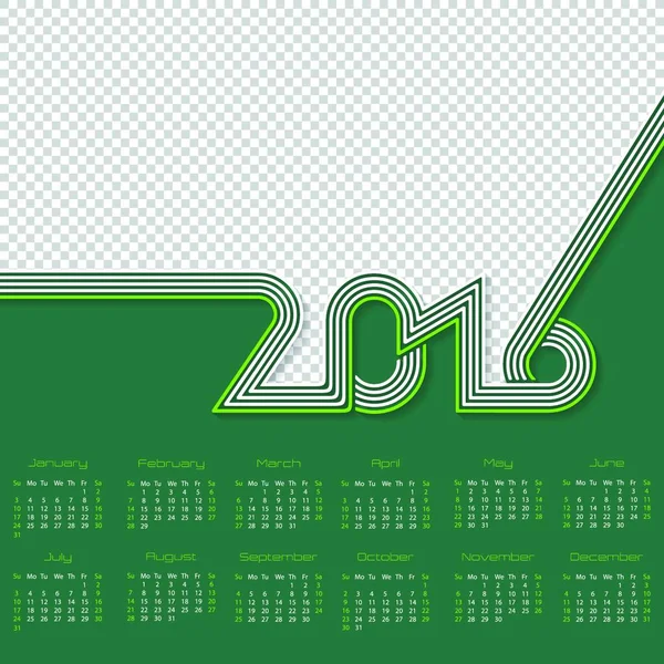 Calendario Rayas Para Año 2016 Con Lugar Para Foto — Vector de stock