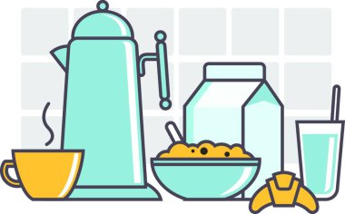 Kahvaltı gevreği süt çay kahve