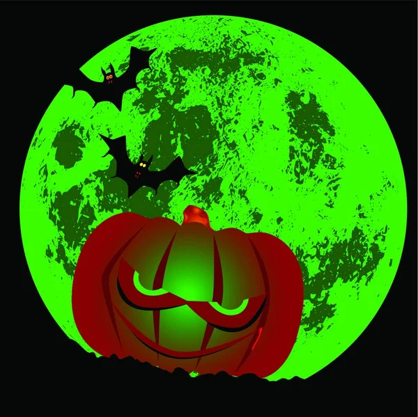 Volle Halloween Maan Kleurrijke Vector Illustratie — Stockvector