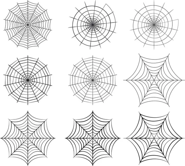 组的剪影风格的蜘蛛网 — 图库矢量图片