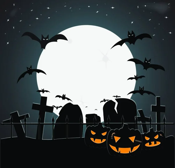 Halloween Temető Grafikus Vektor Illusztráció — Stock Vector