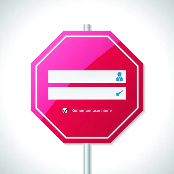 Stop Sign Inspired Login Screen Graphic Vector Illustration — Stock Vector