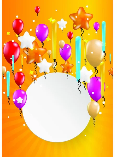 Vliegende Ballonnen Met Blanco Papier Grafische Vector Illustratie — Stockvector