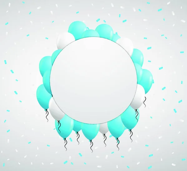 Cirkel Badge Och Blå Ballonger — Stock vektor