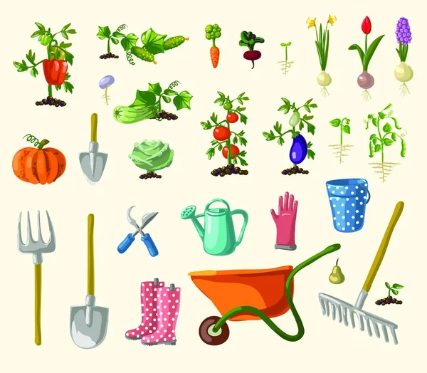 Садівничий Набір Векторні Ілюстрації — стоковий вектор