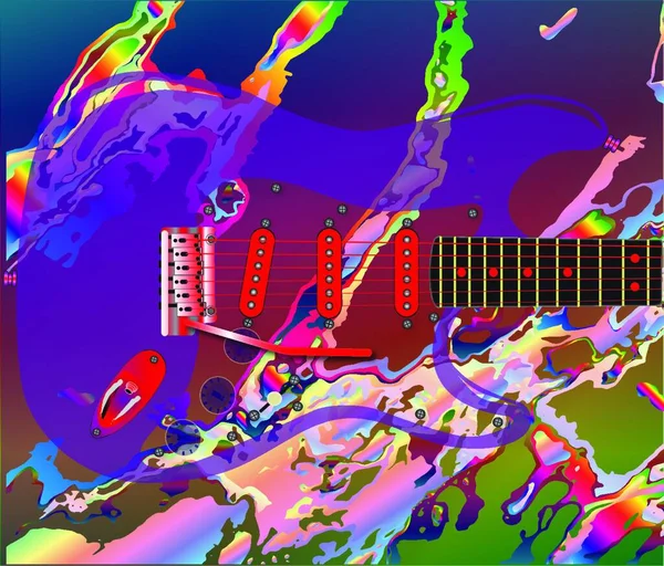 Psychedelic Guitar Background Графическая Векторная Иллюстрация — стоковый вектор