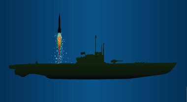 Füze Denizaltı Fırlatması, grafik vektör çizimi 