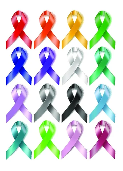 Colorful Awareness Ribbons Icon Web Vector Illustration — Stock Vector
