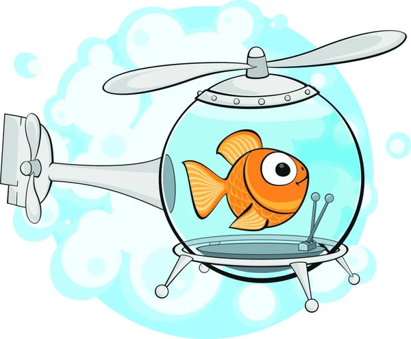 Goldfisch Hubschrauber Grafische Vektorillustration — Stockvektor