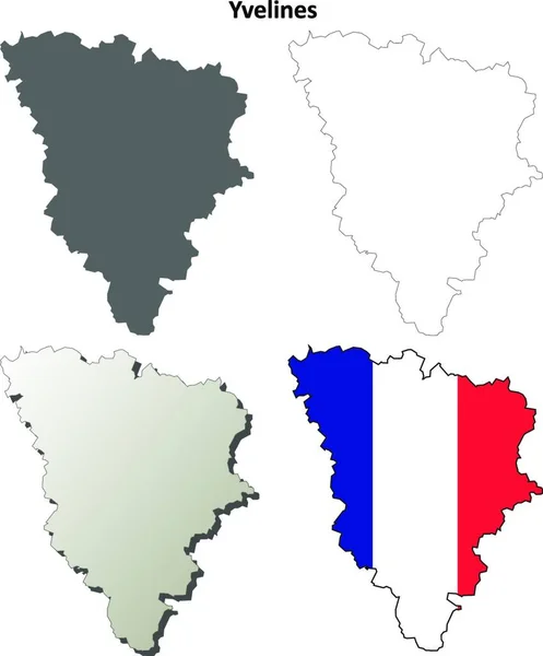 Yvelines Ile France Outline Map Set — Stock Vector