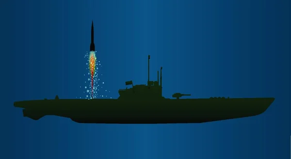 Lancio Sottomarino Missilistico Illustrazione Grafica Vettoriale — Vettoriale Stock