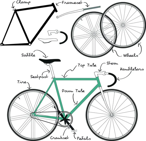 Fixie Bike Grafik Vektör Illüstrasyonu — Stok Vektör