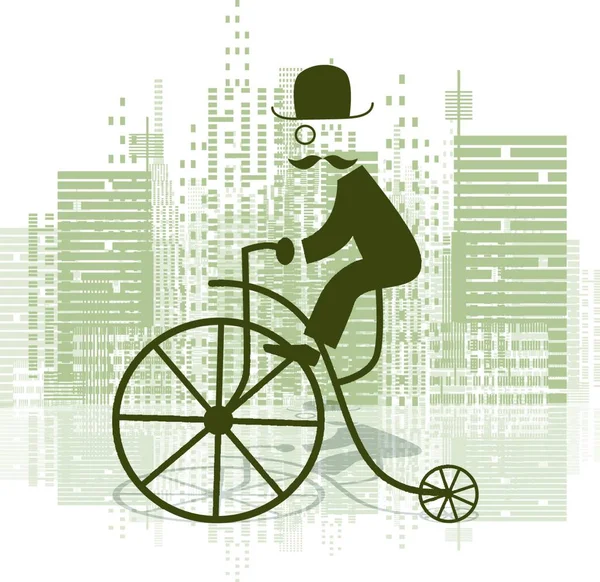 Homme Sur Vélo Rétro Illustration Vectorielle Graphique — Image vectorielle