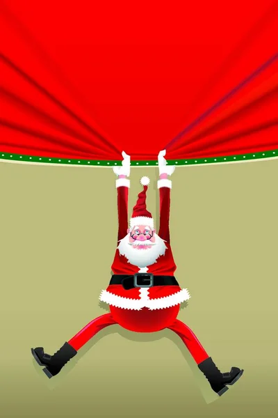 Kerstman Opknoping Van Poster Grafische Vector Illustratie — Stockvector