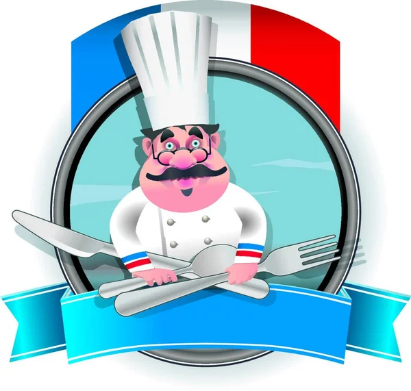 French Chef Graphic Vector Illustration — Stock Vector