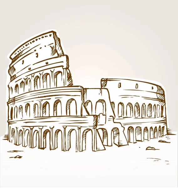 Ilustracja Rysunku Dłoni Koloseum — Wektor stockowy