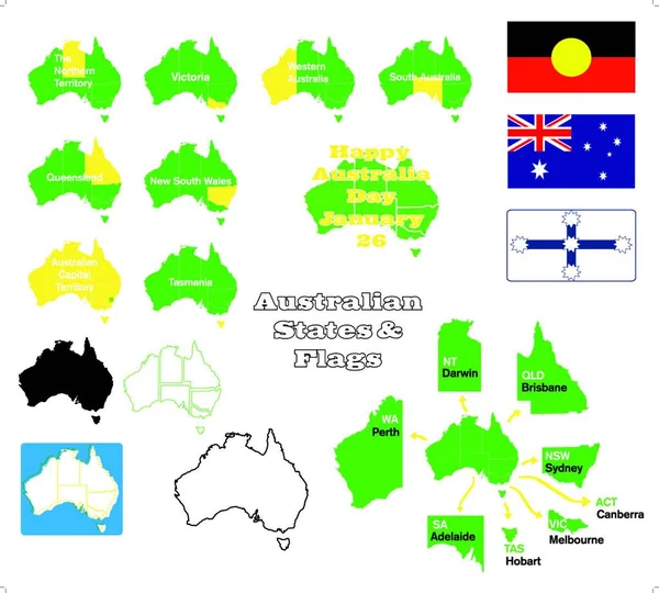 Ilustración Los Estados Australia — Archivo Imágenes Vectoriales