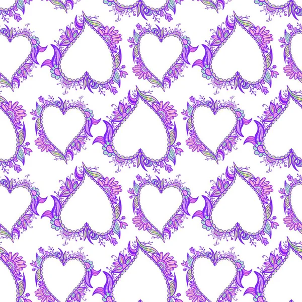 Mustervektorillustration Blühende Herzen — Stockvektor