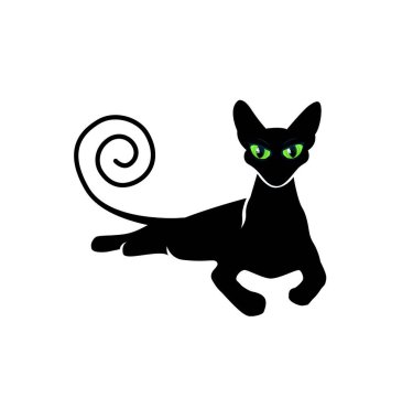 siyah kedi silueti vektör çizimi