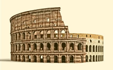 Roma 'da kolezyum, İtalya vektör illüstrasyonu  