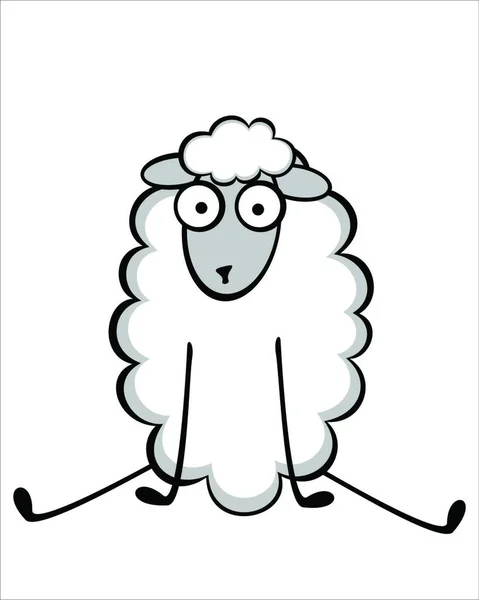 面白い若い羊のベクトル図 — ストックベクタ