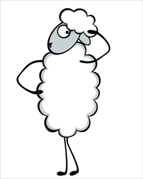 面白い若い羊のベクトル図 — ストックベクタ