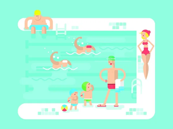 Illustration Public Swimming Pool — Stock Vector
