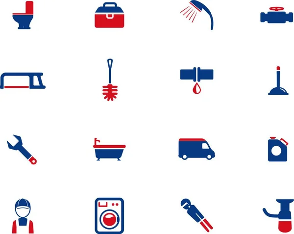 Plumbing Service Simply Icons Colorful Vector — Stock Vector