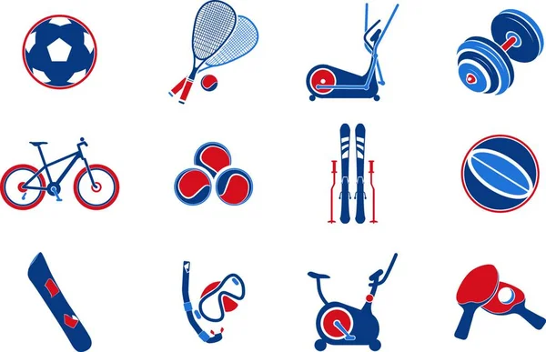 Símbolos Equipamento Desportivo Ilustração Vetorial Simples — Vetor de Stock