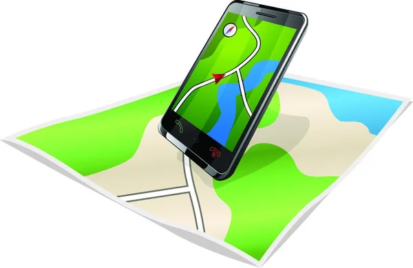 Smartphone Mapa Ilustração Vetorial Colorida — Vetor de Stock