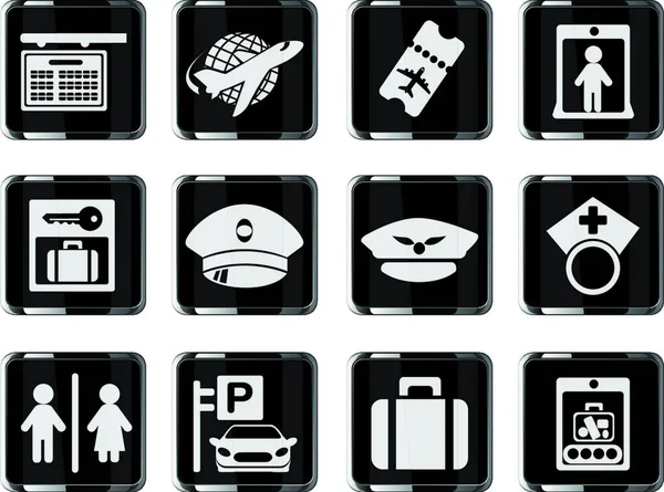Airport Icons Vector Illustration — 스톡 벡터