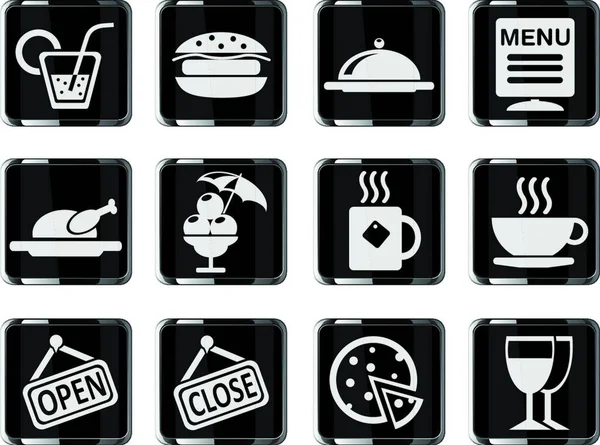 Café Silhouette Iconos Vector Ilustración — Archivo Imágenes Vectoriales