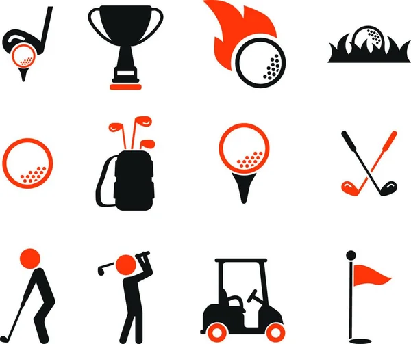 Golf Egyszerűen Ikonok Színes Vektor — Stock Vector
