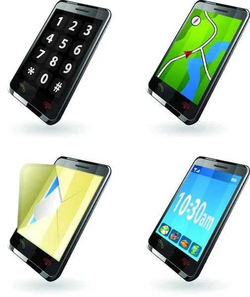 Illustrazione Vettoriale Icone Smart Phone — Vettoriale Stock