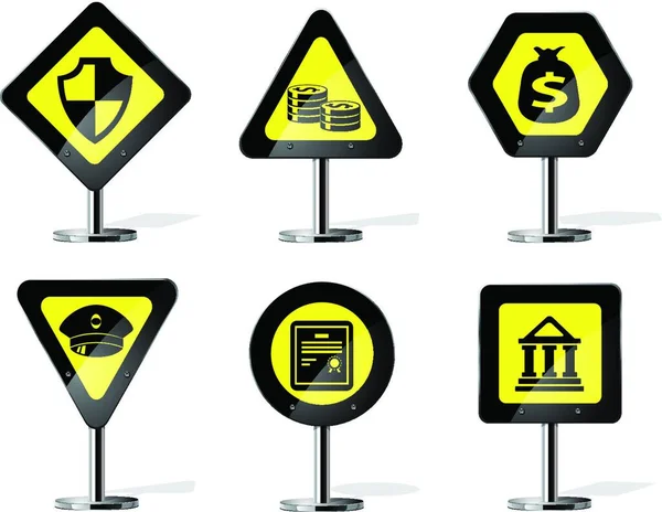 Iconos Señalización Carretera Vector Ilustración — Vector de stock