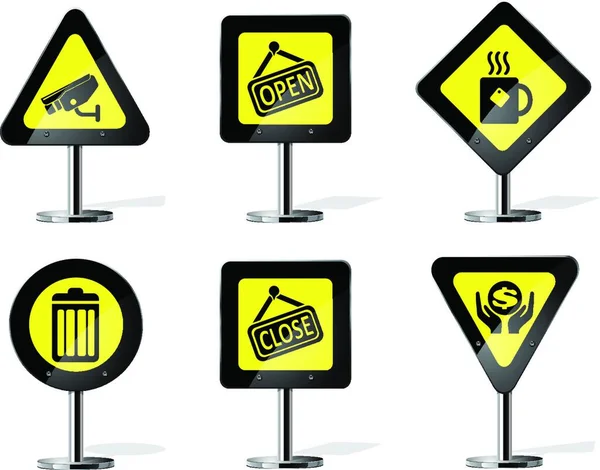 Verkehrszeichen Icons Vektor Illustration — Stockvektor