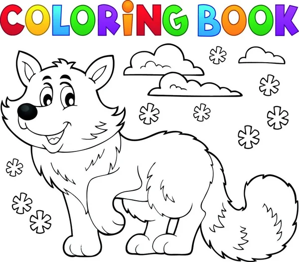 Coloring Book Polar Fox Theme — Stock Vector