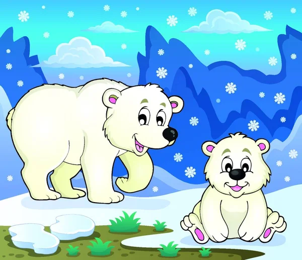 Polar Bears Theme Image — Stock Vector