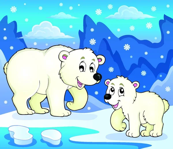 Polar Bears Theme Image — Stock Vector